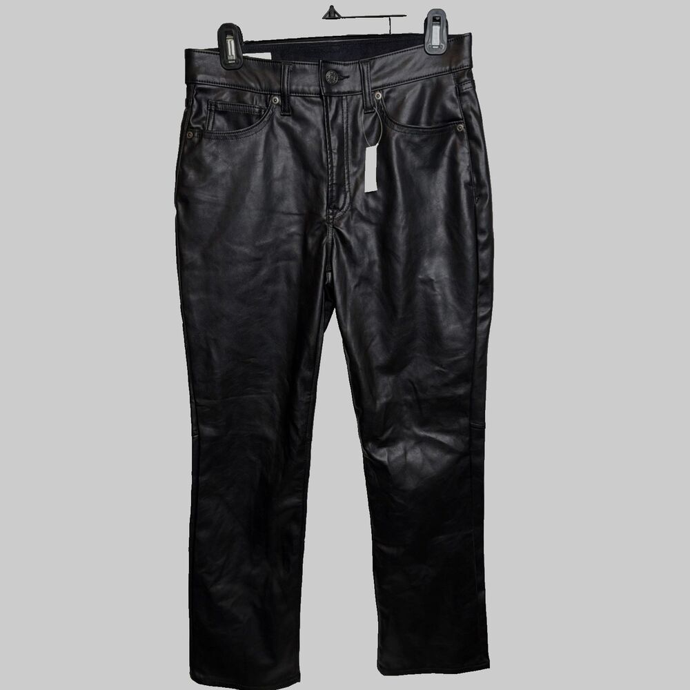 GAP Vintage Slim HIgh Rise Vegan Leather Black 28/6P NWT Edgy Biker Smarty Pants